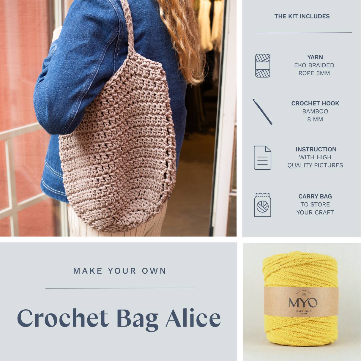 DIY-Kit: Gehäkelte Tasche "Alice"