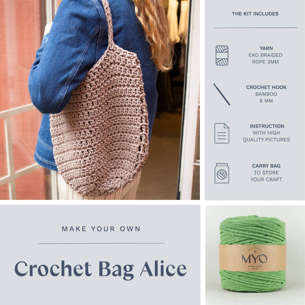 DIY-Kit: Gehäkelte Tasche "Alice"