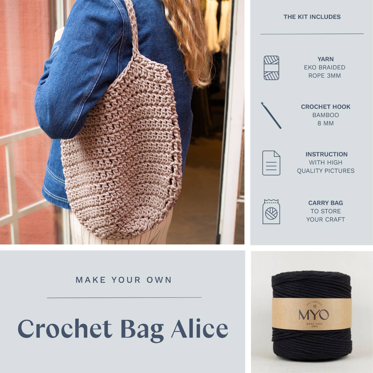 DIY-Kit: Gehäkelte Tasche "Alice"