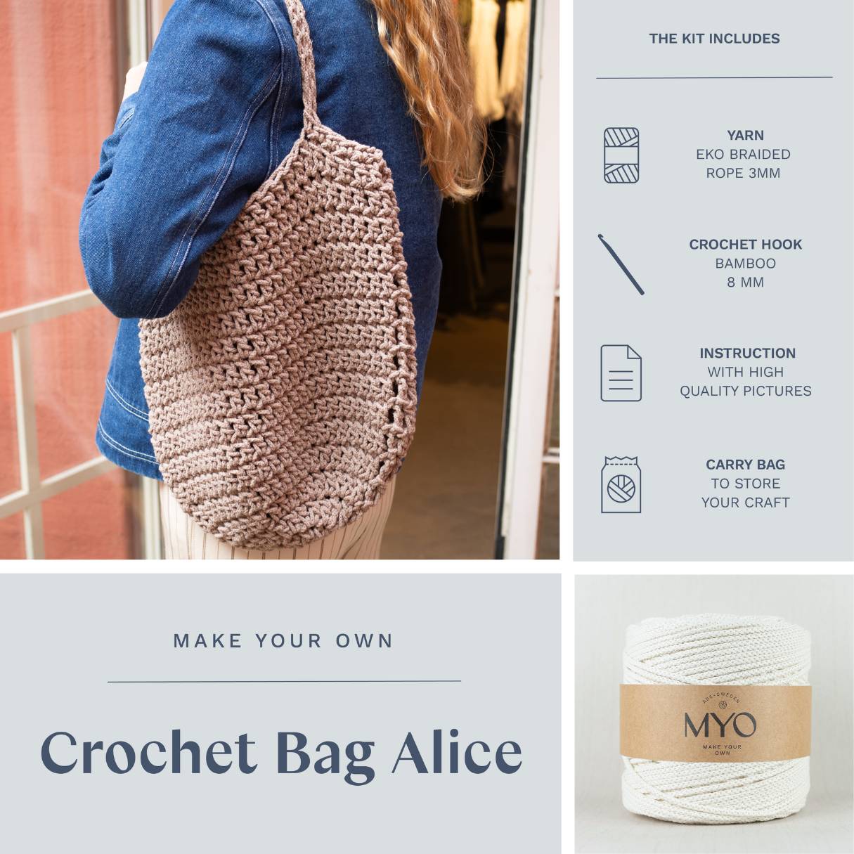 DIY-Kit: Gehäkelte Tasche "Alice"