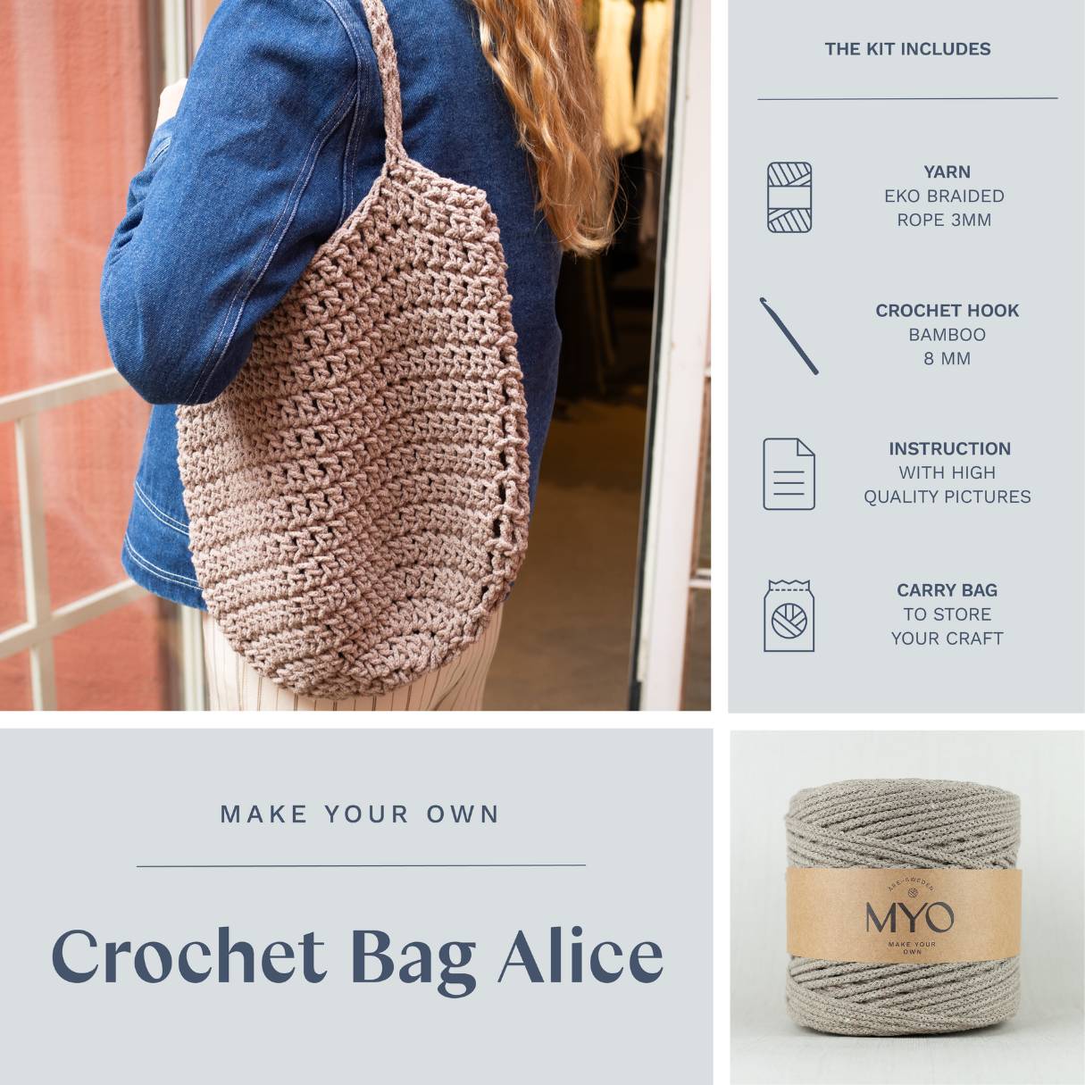 DIY-Kit: Gehäkelte Tasche "Alice"