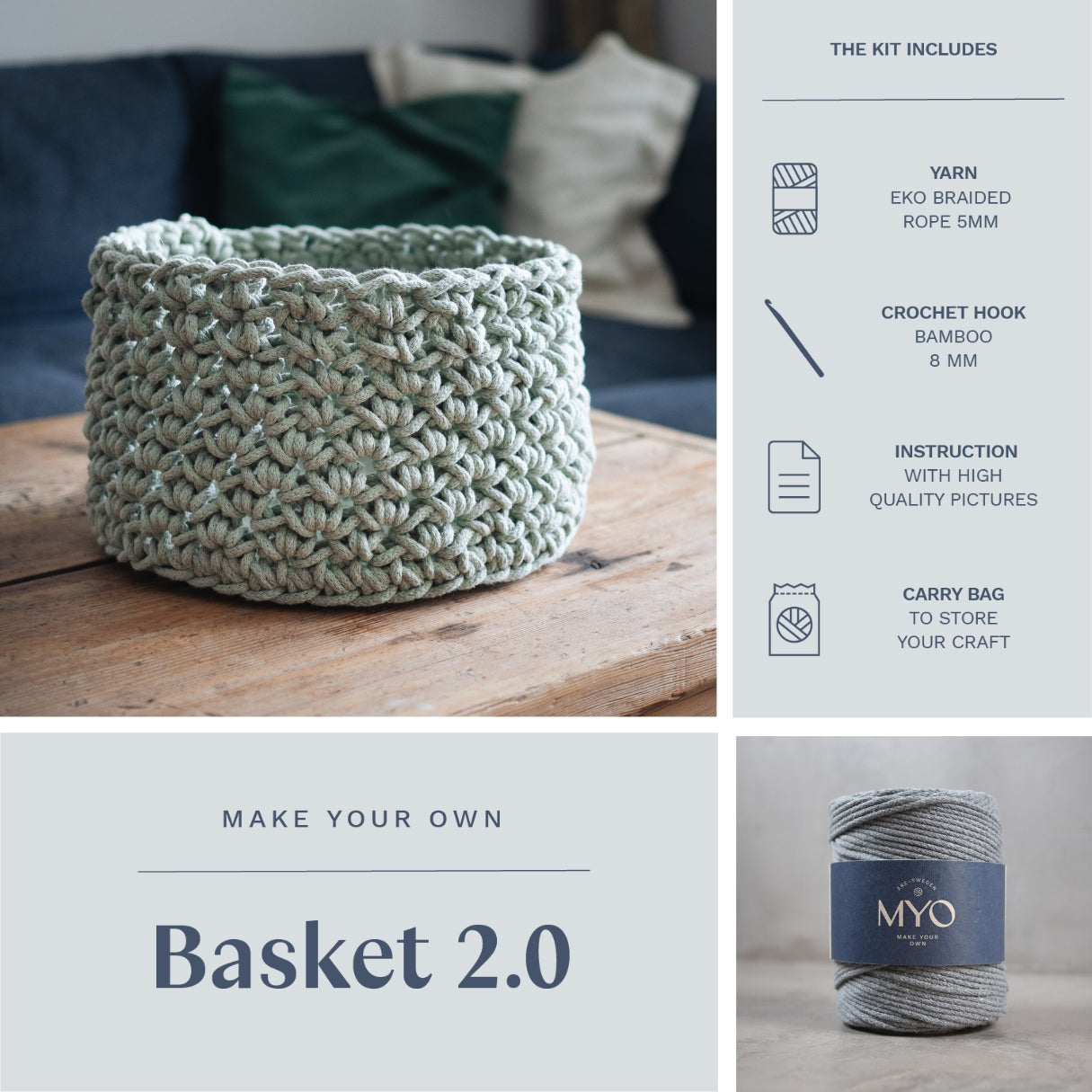 DIY kit: Crochet basket 2.0