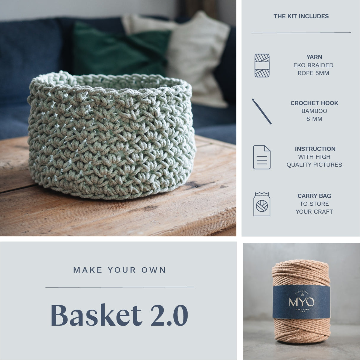 DIY kit: Crochet basket 2.0