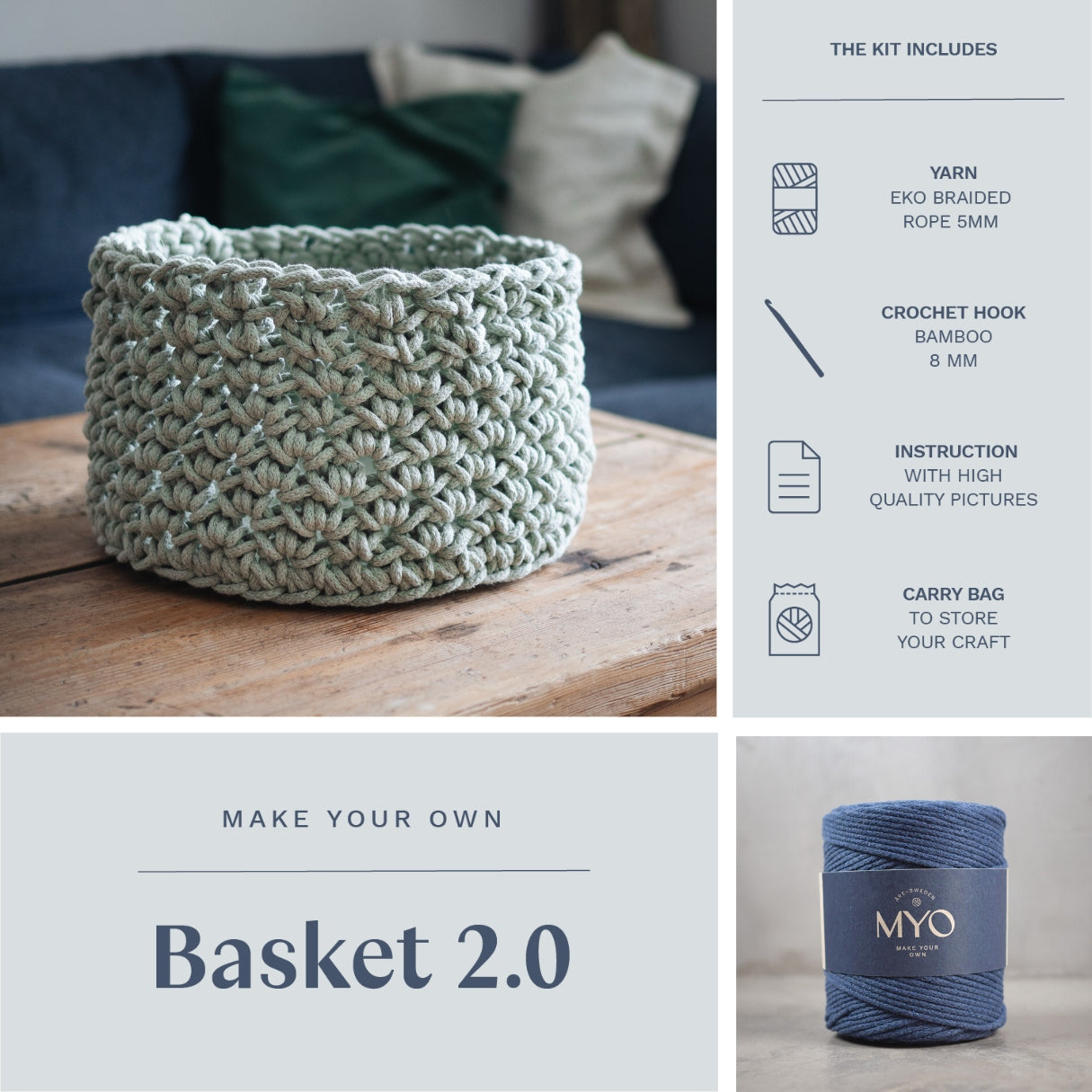 DIY kit: Crochet basket 2.0
