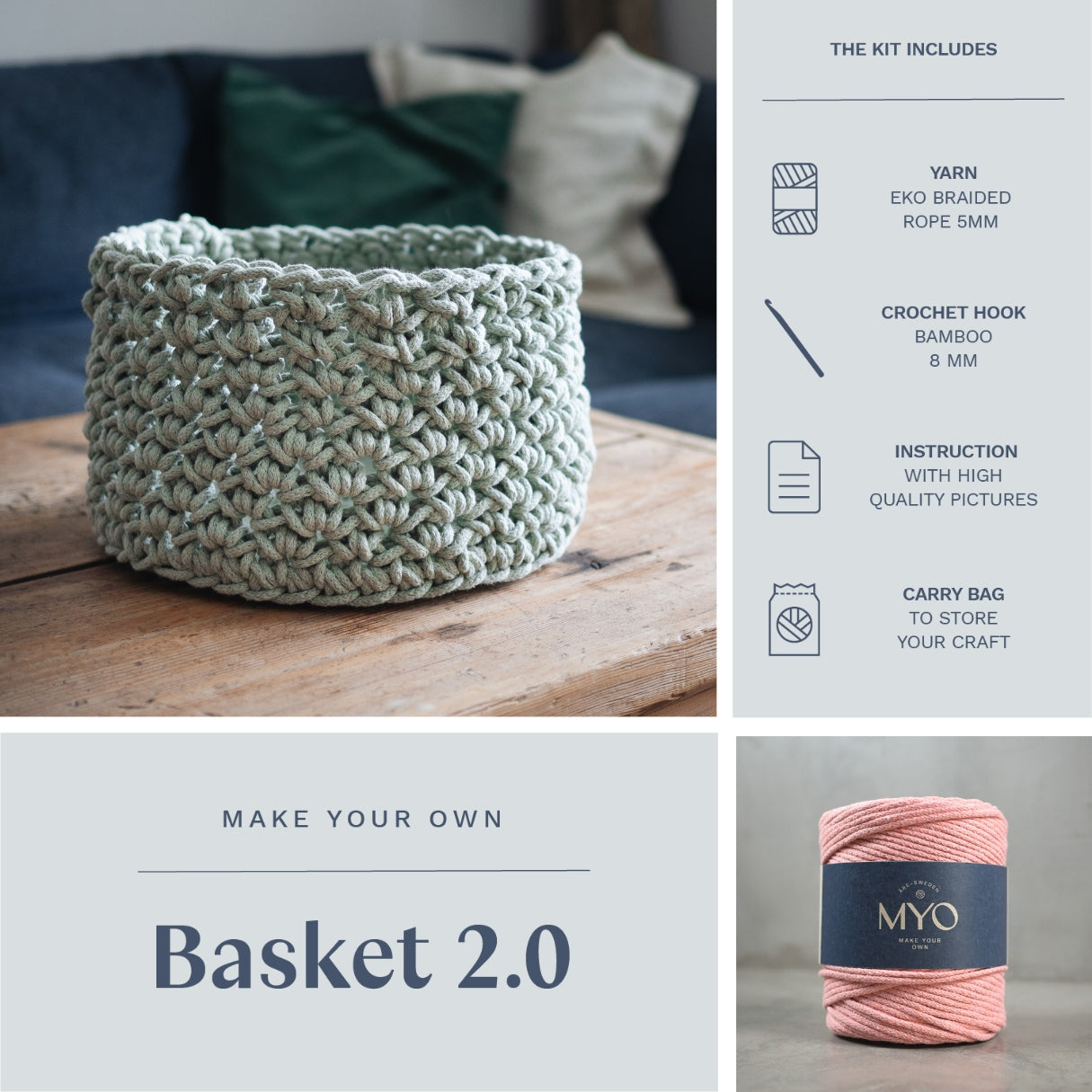 DIY kit: Crochet basket 2.0