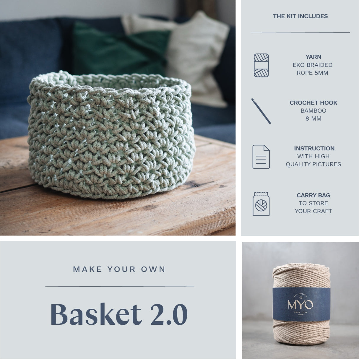 DIY kit: Crochet basket 2.0