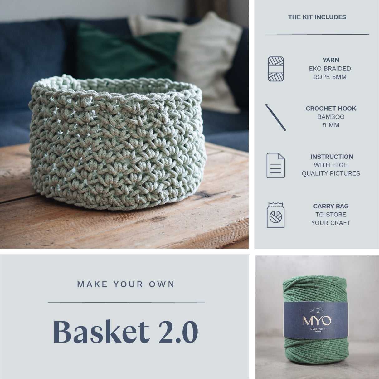 DIY kit: Crochet basket 2.0