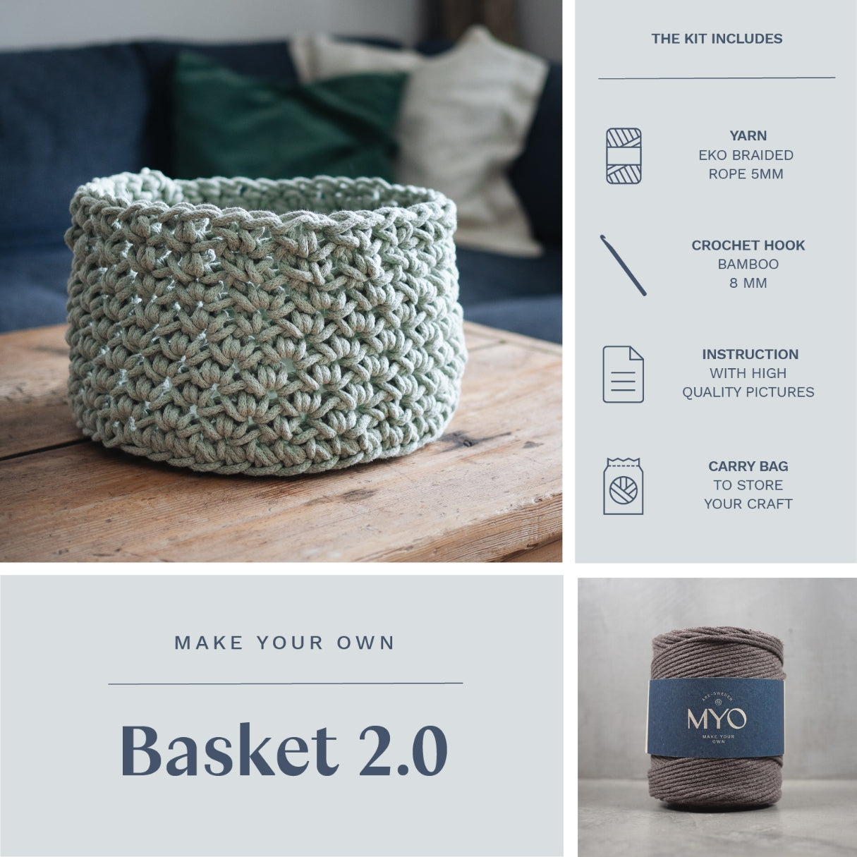 DIY kit: Crochet basket 2.0