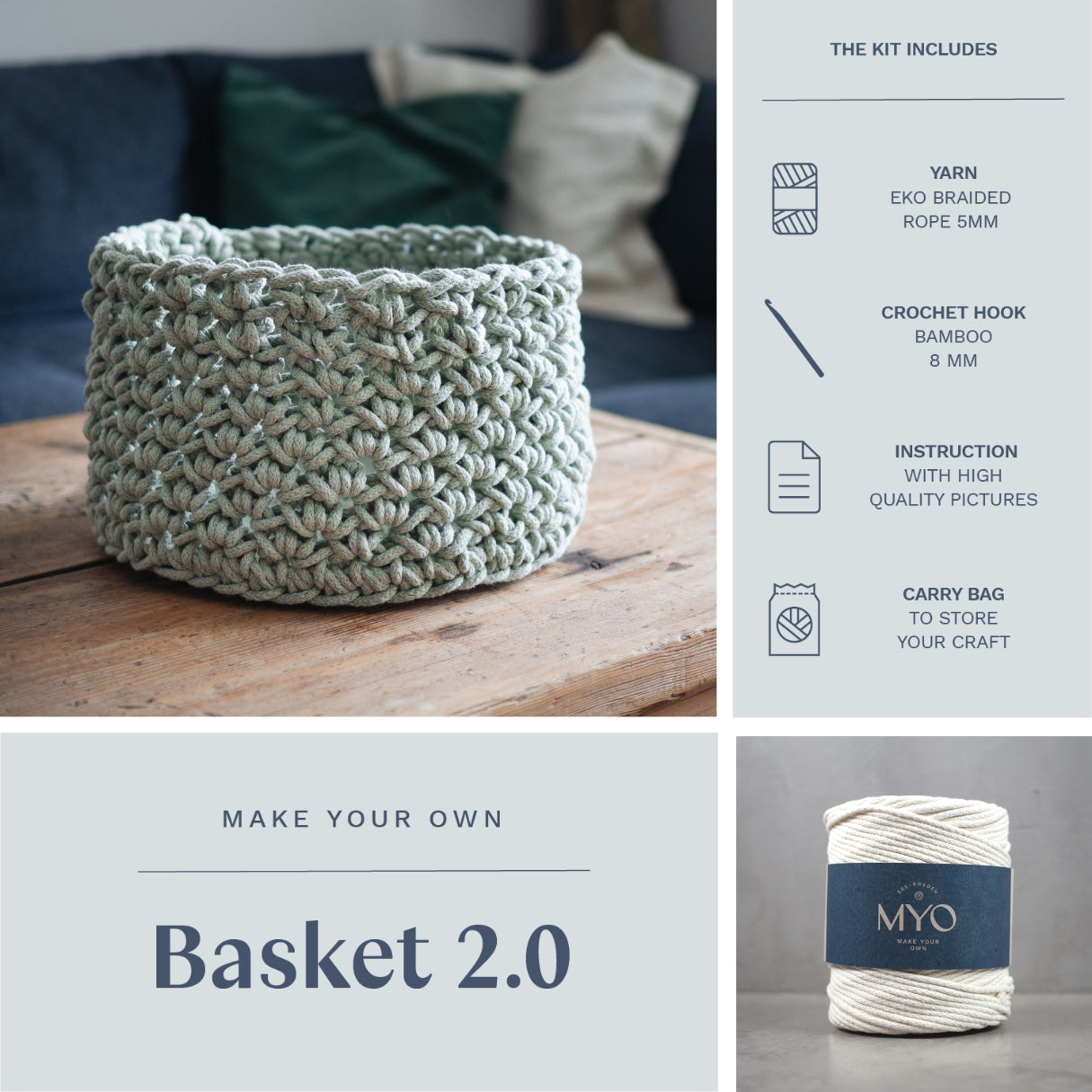 DIY kit: Crochet basket 2.0