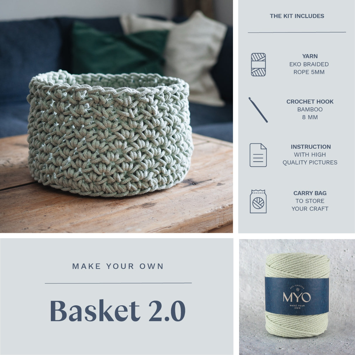 DIY kit: Crochet basket 2.0