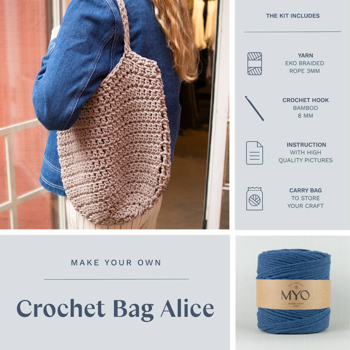 DIY kit: Crochet bag "Alice"