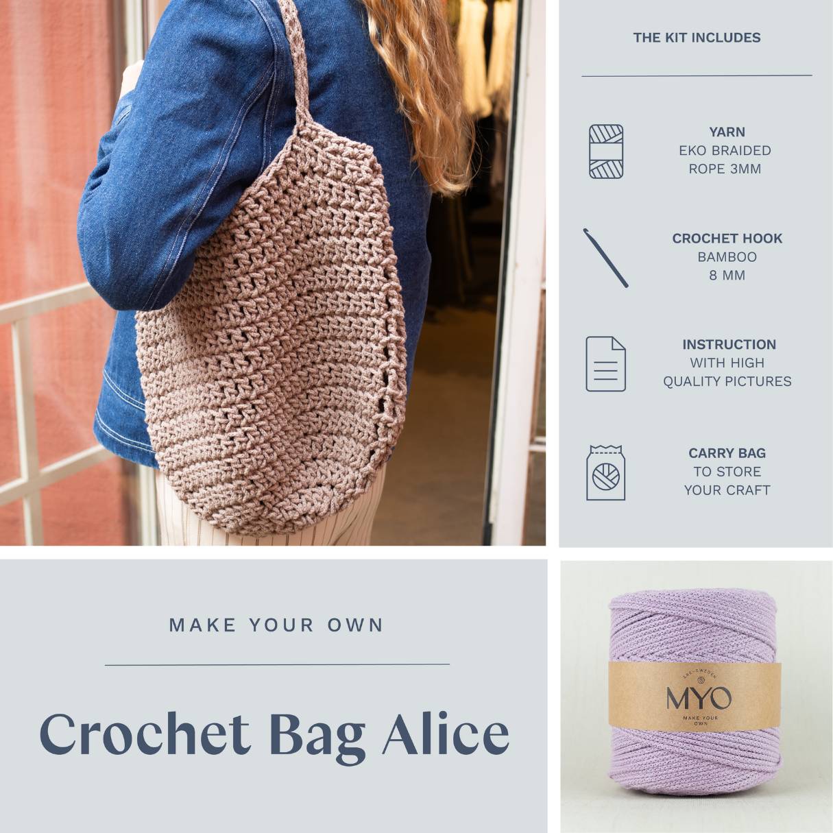 DIY kit: Crochet bag "Alice"