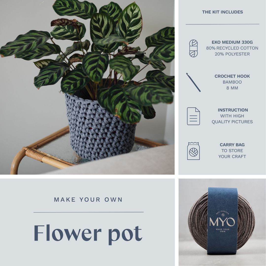 GIFT BOX: Crocheted flowerpot